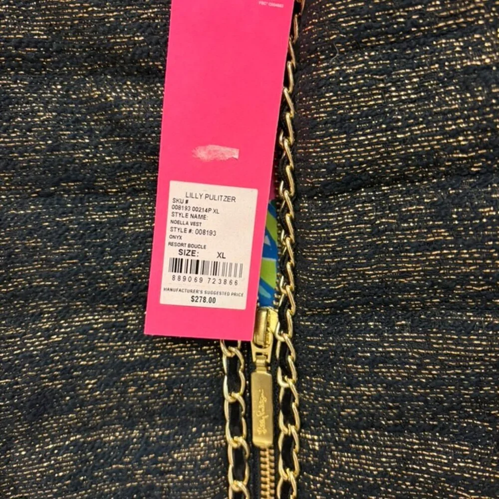 Noella Vest Onyx Resort Boucle Sz XL Lilly Pulitzer NWT